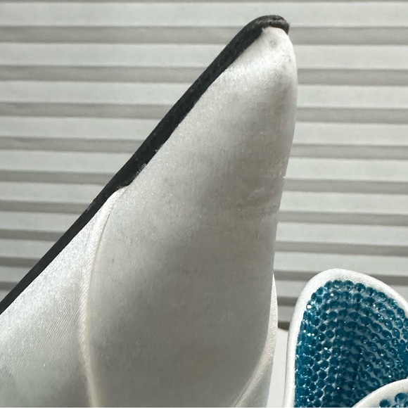 🌺MACH & MACH🌺 Le Cadeau 65 Satin Slingback Pumps White Blue Size: 37 - Picture 12 of 16